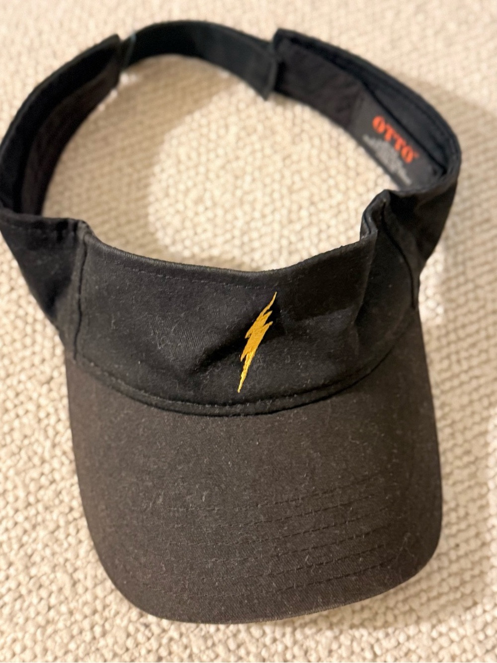 Otto Black Visor Cap with Gold yellow Lightning Bolt adjustable unisex sports